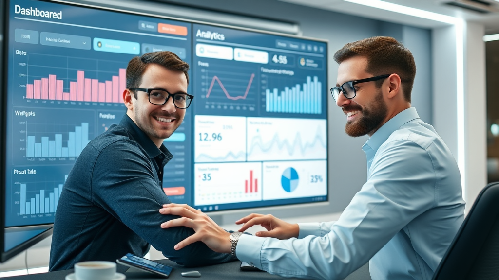 Digitale Markenstimme für B Corps innovatives Dashboard mit Analytics und motiviertem Team
