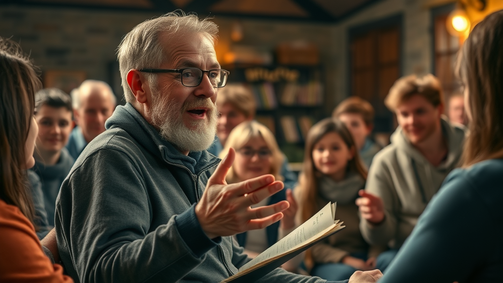 engaging storyteller captivating audience; strategien zur erstellung von inhalten; narrating with dynamic gestures