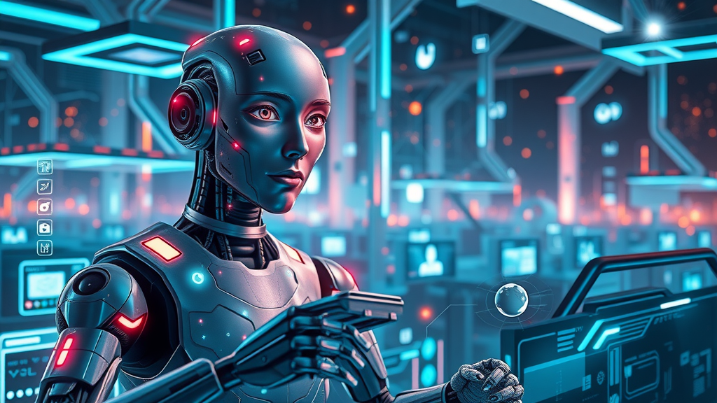 Futuristische Vision von KI und Automatisierung in sozialen Medien für die Erstellung von Inhalten