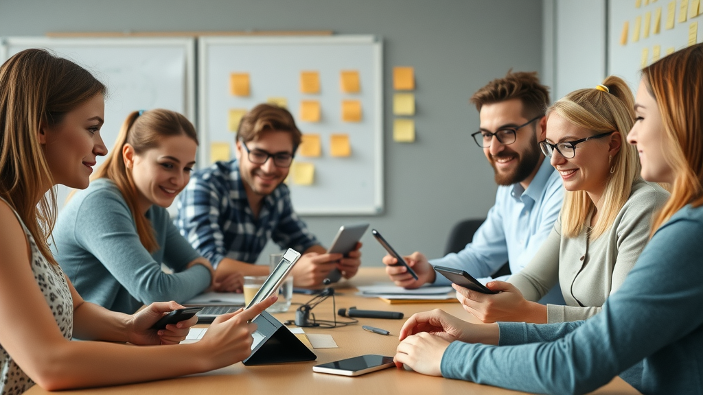 Teamworkshop zu digitaler markenstimme im modernen Co-Working-Space