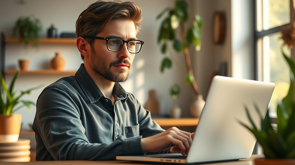 Influencer analysiert Influencer-Kooperation-Kampagnenergebnisse auf Laptop, kleines Unternehmen mit Impact.