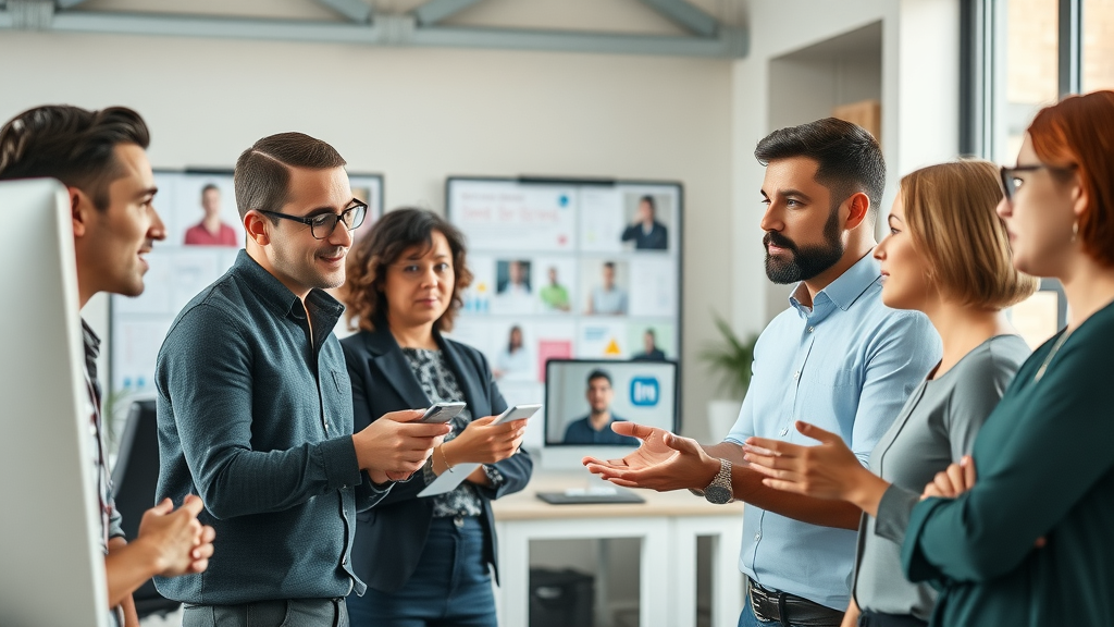 Content-Planung für zweckorientierte Marken: Kreatives Team brainstormt Content-Strategie in modernem Büro