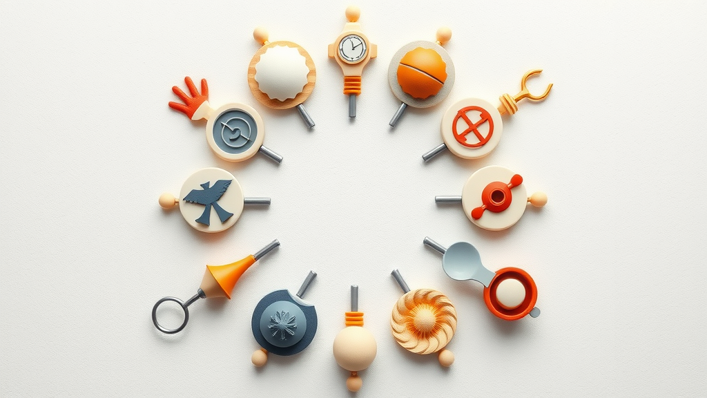 artistic visualization of a circle with twelve brand archetype icons, representing hero, sage, explorer and others in a detailed, colorful wheel