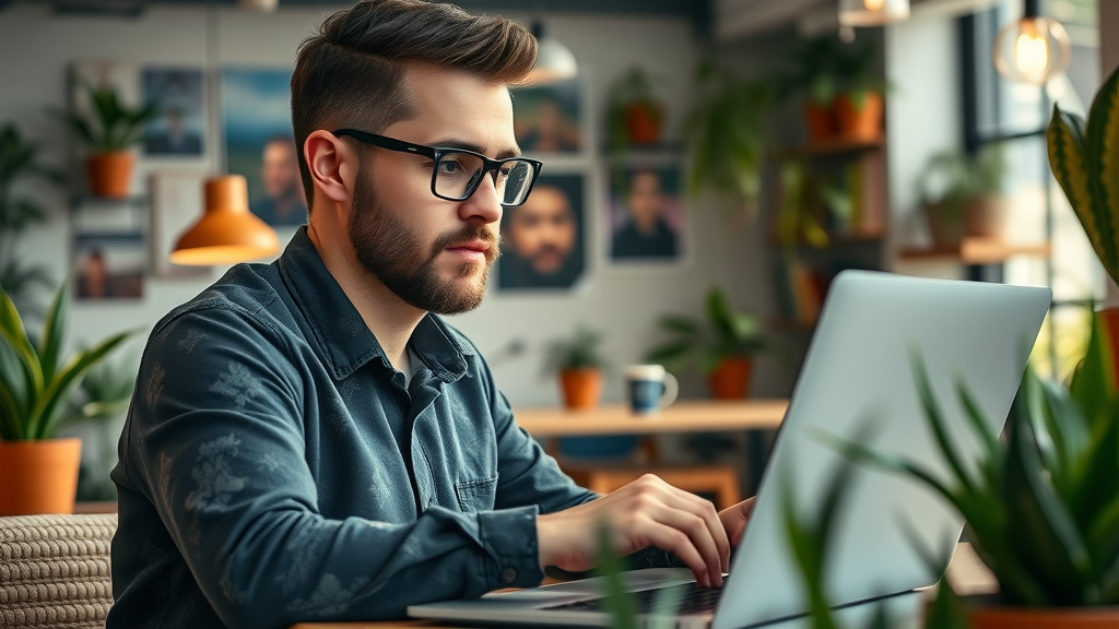 social media - manager scheduling diverse content across platforms in a modern workspace