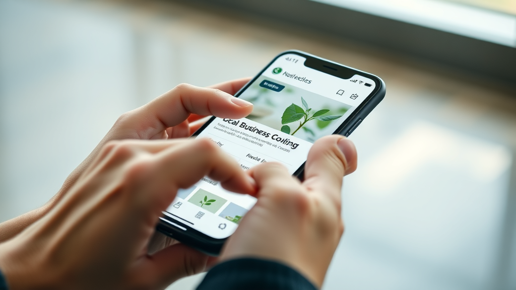 lokale und nachhaltige seo smartphone with fast-loading local business site eco icon details