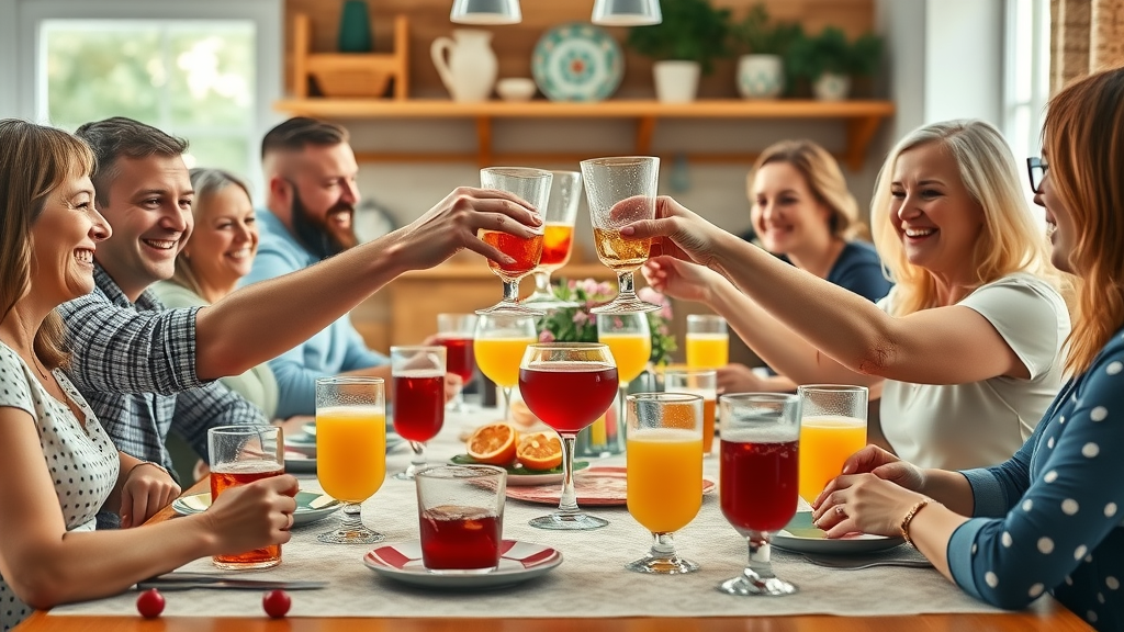 Family toasting with polnische Getränke spirituosen at vibrant Polish celebration table