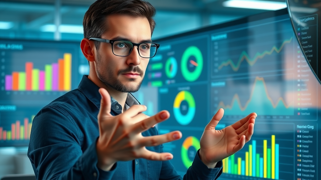 analyst reviewing target audience data on digital dashboard, target audience