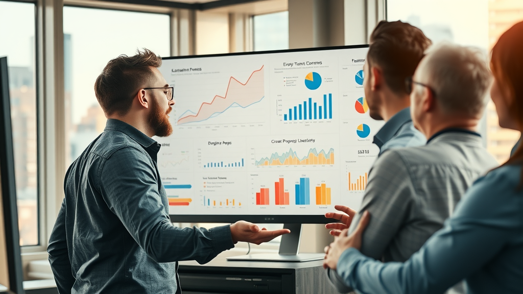 dynamisches Diagramm, Gründerteam analysiert Wachstumspotenzial für Engagement-Optimierung für Kleinstunternehmen mit Impact