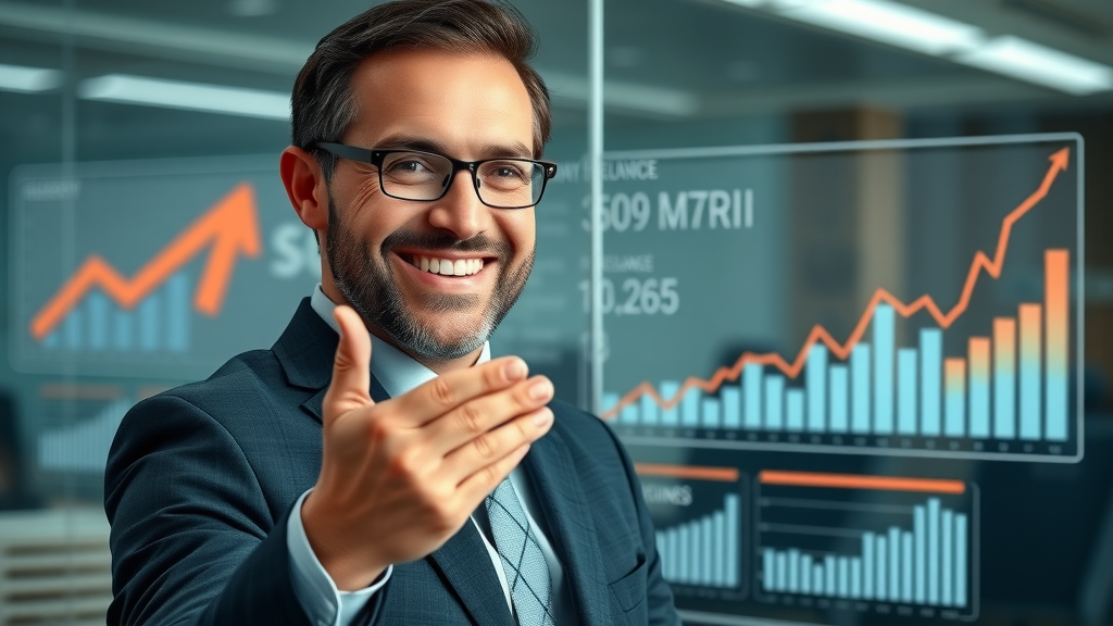 Social Media Erfolgsgeschichte, Brand Manager präsentiert Wachstum, Social Media Charts und Metriken