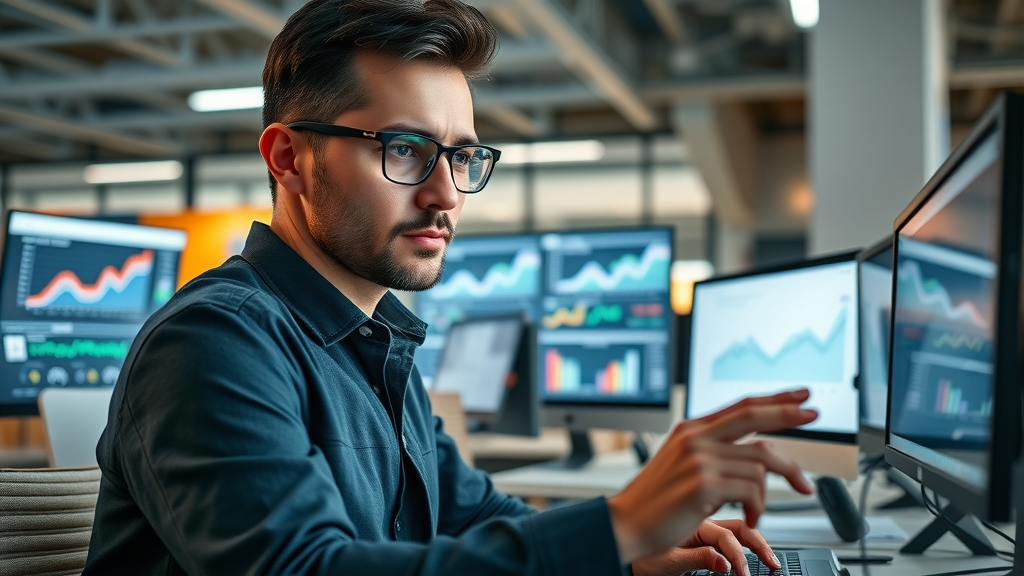 entrepreneur improving online presence for wirkungsvolles markenmarketing using digital analytics tools on multiple devices
