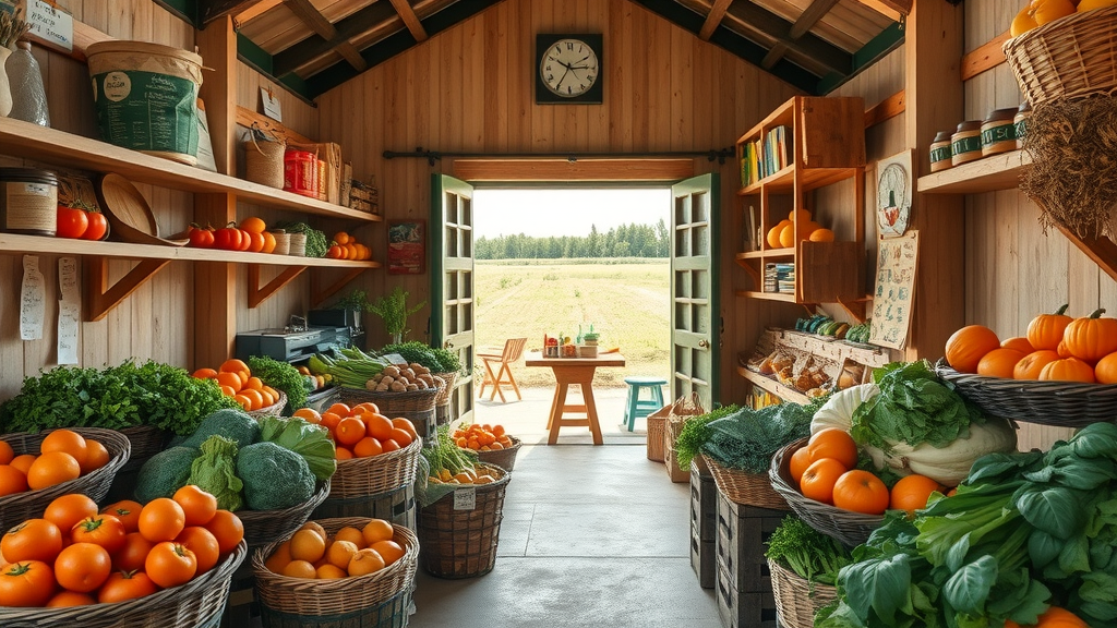 Modern biogemüse hofladen self-service shop with fresh seasonal vegetables