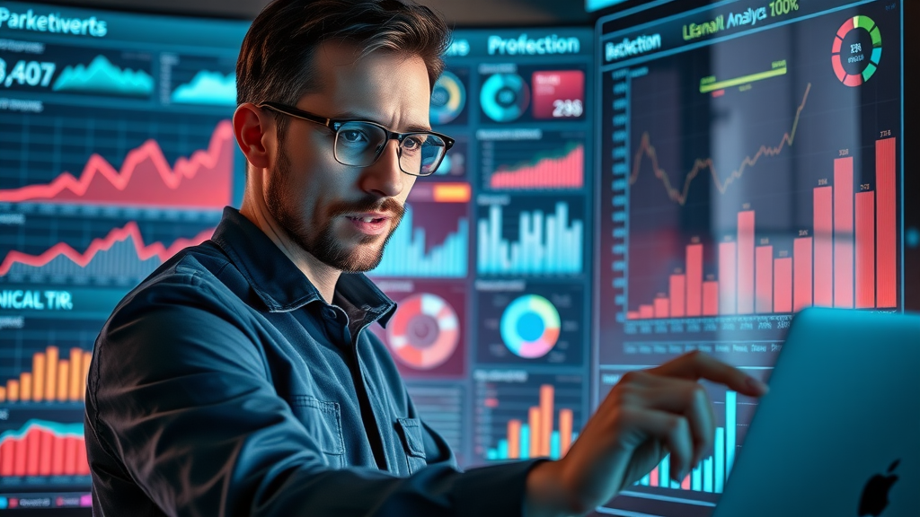 Analyse und Monitoring bei der Content-Planung für zweckorientierte Marken: Marketing Analyst wertet Daten aus