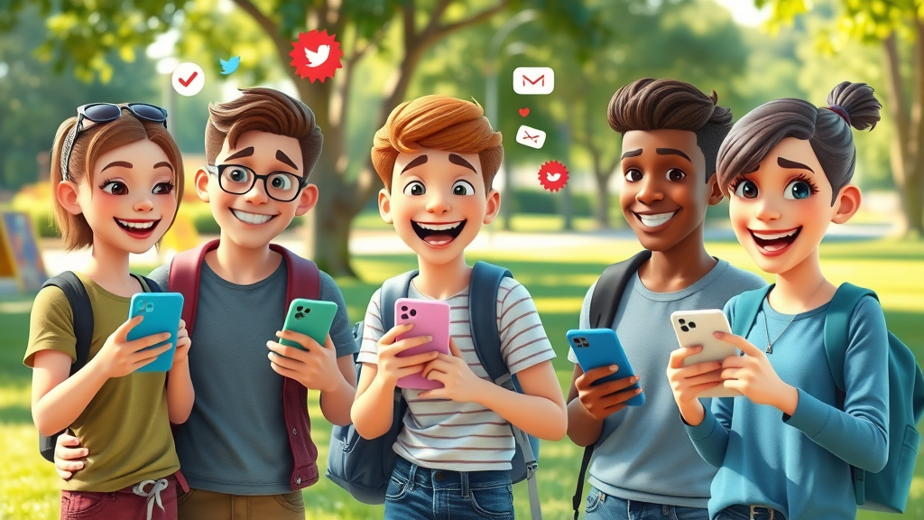 Engaged young people sharing stories on smartphones, representing brand storytelling für social impact on social media.