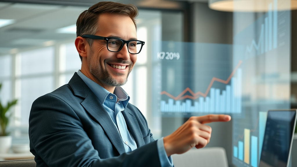 digitales marketing für marken mit wirkung - executive marketer analyzing rising KPIs on dashboard