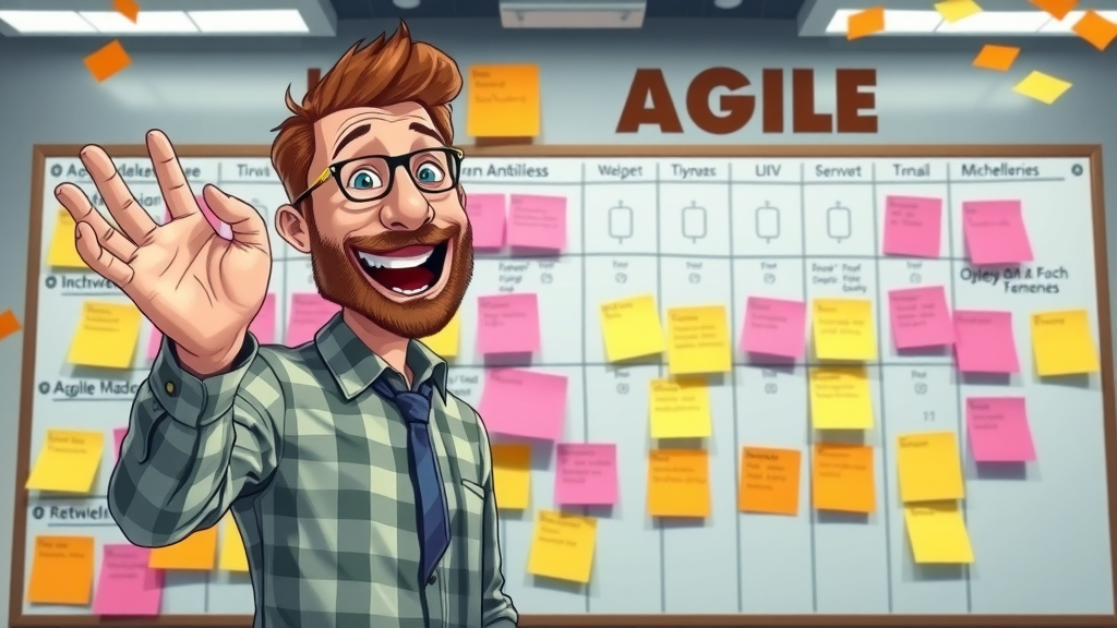 Agiler Redaktionsplan Content-Planung für zweckorientierte Marken: Team verschiebt Sticky Notes auf agilem Board