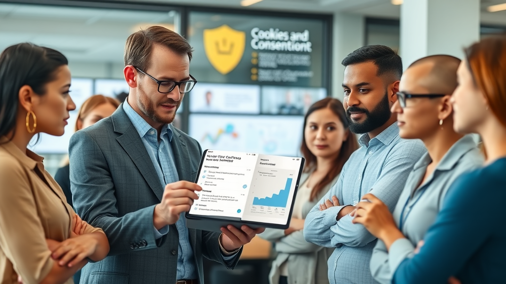 Expert demonstrating meta datenschutz richtlinien to group of users