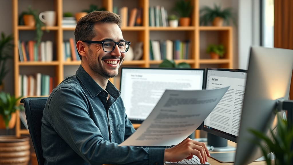 content creator reviewing in-depth article langfristiges SEO-Wachstum