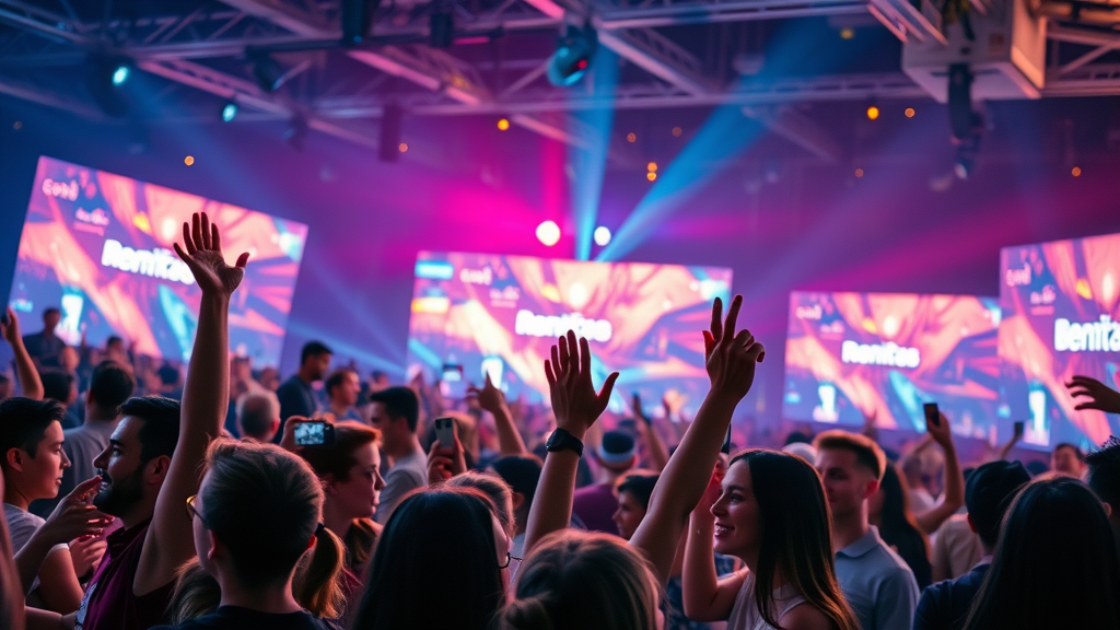 digitales marketing für marken mit wirkung - inspirational brand launch, audience engaging with digital screens