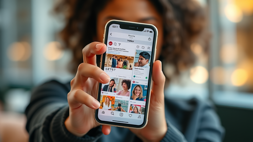 Markenbild auf sozialen Medien durch erstellung von Inhalten, Smartphone mit Branding-Posts und Nutzerinteraktion