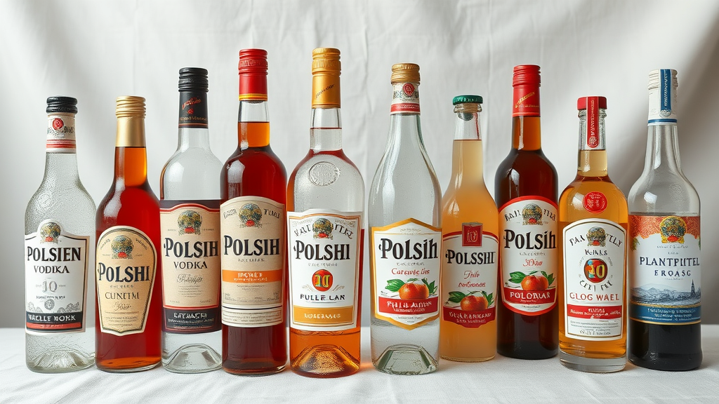 Macro shot of polnische Getränke spirituosen: vodka, liqueurs, elegant glass bottles