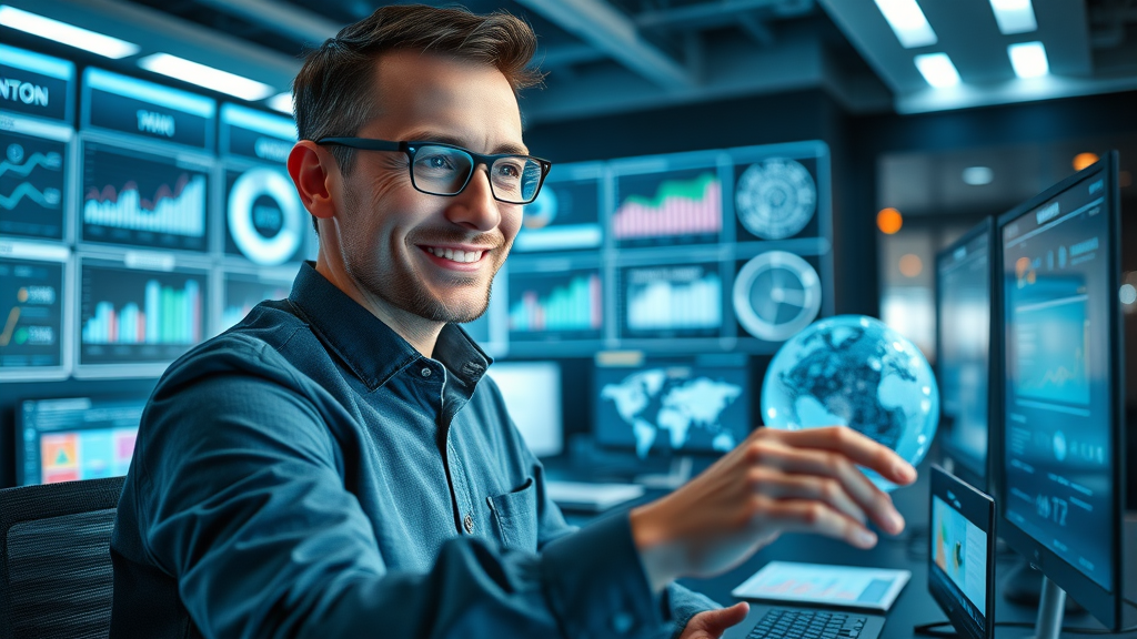 Efficient marketer using digital tools for sustainable content marketing