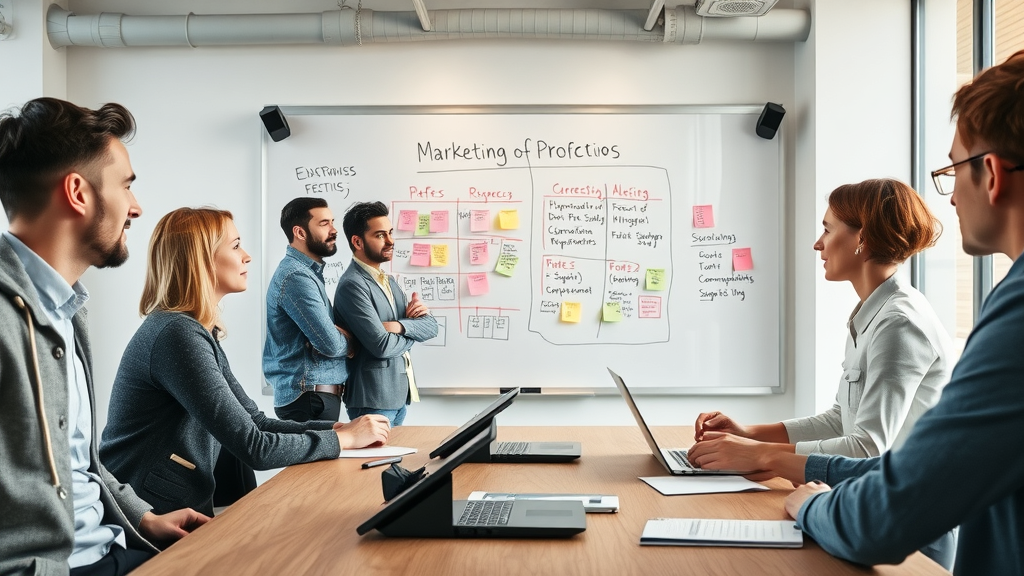 digitale Markenstimme Kaiserslautern, Marketingteam brainstormt mit digitalen Tools, regionale Designelemente