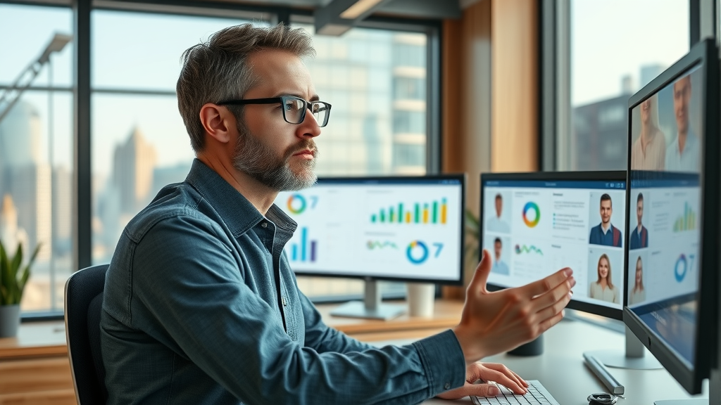 brand awareness - marketing manager analyzing target audience data and visuals