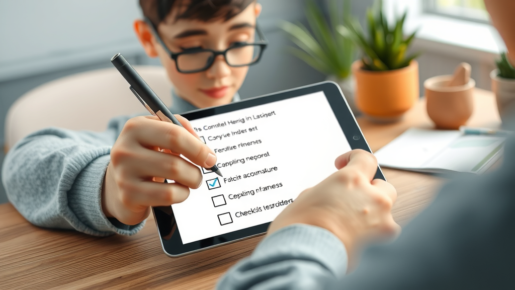 Digitale Checkliste für nachhaltige SEO Praktiken am modernen Arbeitsplatz