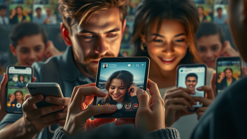 Storytelling mit kreativen Inhalten auf Social Media, emotionale und inspirierende Geschichten auf digitalen Geräten