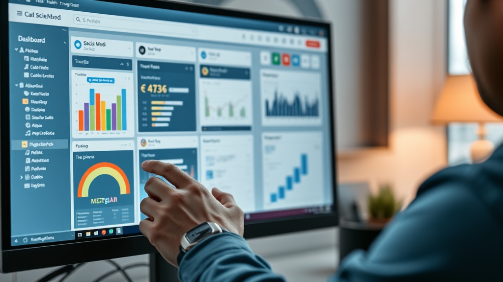 übersichtliches Dashboard vergleicht Social-Media-Management-Tools für Engagement-Optimierung für Kleinstunternehmen mit Impact