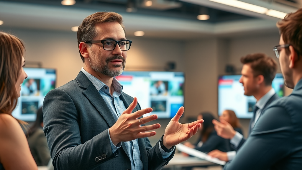 Professional marketing expert presenting sustainable content marketing case study