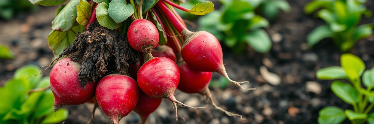 Frische Bio-Radieschen direkt vom Feld, Biogemüse Hofladen Naturaufnahme