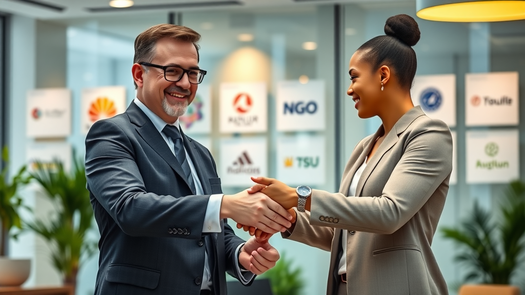 brand strategy - business leader partnering with NGO in a modern office