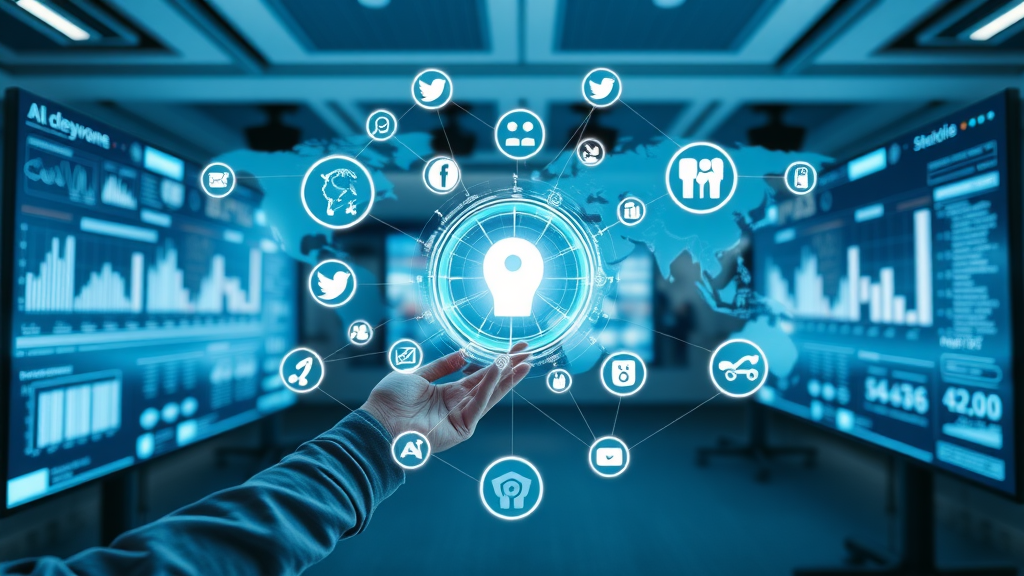 social media management mit impact infographic, interconnected platforms, global reach