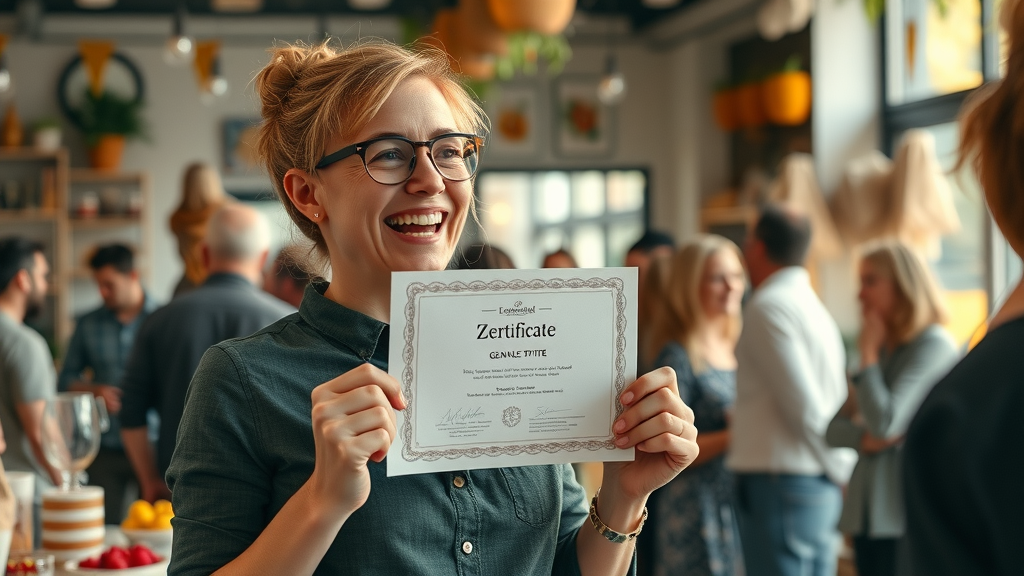 Unternehmerin präsentiert erfolgreiches Community-Event, Engagement-Optimierung für Kleinstunternehmen mit Impact