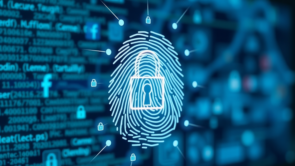 Meta datenschutz richtlinien concept with fingerprint and data locks